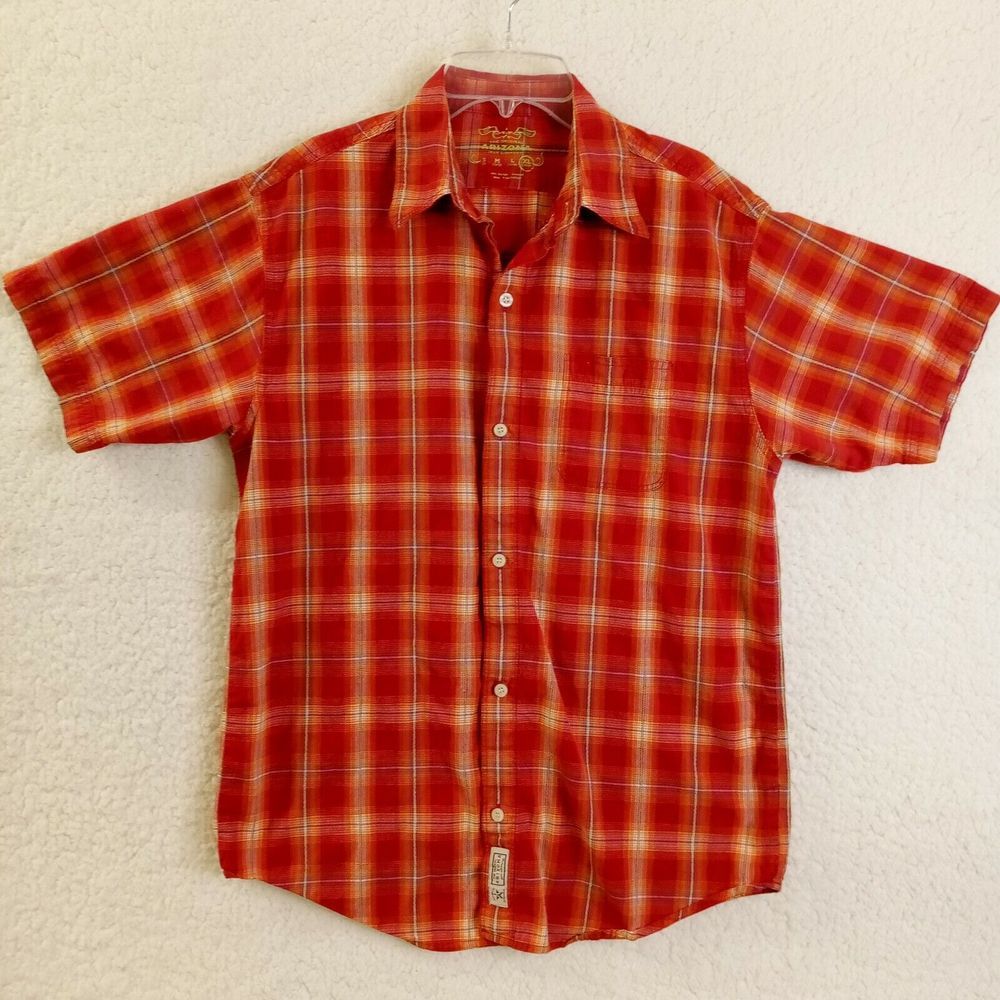Arizona Shirt Boys Extra Large XL 18/20 Button Up Red Plaid Casual